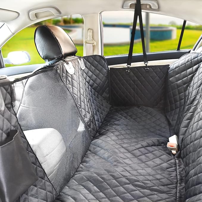Vailge Dog Car Seat Cover for Back Seat, 100% Waterproof Back Seat Pet Cover for Dogs with Mesh Window, Scratch Prevent Antinslip Dog Hammock for Car - Image 7
