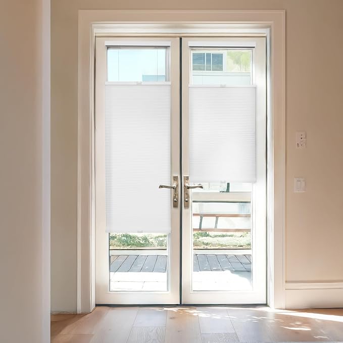 REGAL estate Adhesive Top Down Bottom Up Door Shades, White, 25 x 84 in | Damage-free removal, Ideal for renters and smooth doors, PeelMount no-drill design, Light filtering, Cordless cellular shade - Image 2