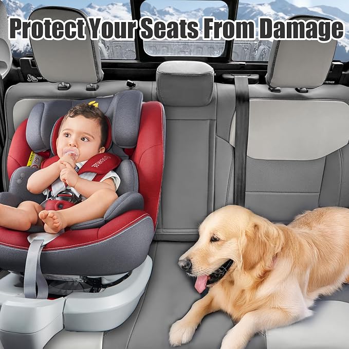 Mabett Seat Covers for 2022-2026 Maverick Accessories (Gray & White) | Full Set Seat Protectors, PU Leather, Waterproof, Breathable Fabric, Airbag Compatible, Safety Belt Cutouts - Image 9