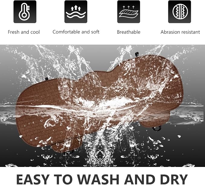 Car Seat Cover for Rear Seats, Comfortable Linen Seats Cushion Pad Mat with Storage Pockets, Anti-Slip Breathable Bottom Long Rear Seat Cover Protector for SUV Truck Van (Coffee) - Image 4