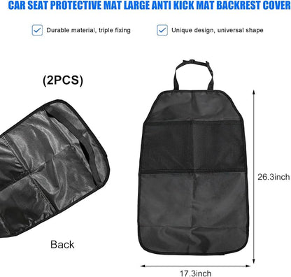 2 PCS Back Seat Cover for Kids, Car Kick Mat Seat Protector with 2 Storage Pockets, Premium Water Resistant Backseat Kick Mats Protect Vehicle from Dirt, Mud, Scratches - Image 2