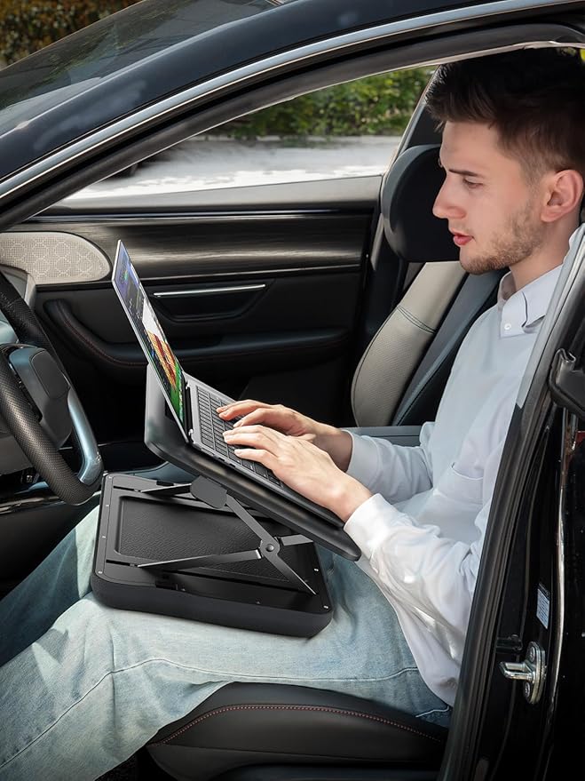 SAIJI Height & Tilt Adjustable Lap Desk, Portable Laptop Stand for Bed | Foldable Lap Desks - Up to 15.6 Inch Laptops, Lap Desk for Couch, Recliner, Chair, Laptop Tray Table for Home Office Working - Image 4