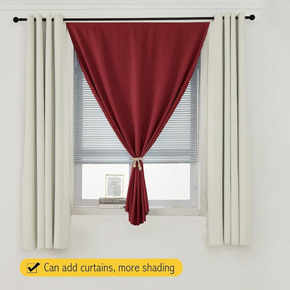 Self Adhesive Curtains, Stick Curtain Blackout Shades Window Cover Curtains for Living Room No Drilling, 35" W X 71" L, Burgundy, 1 Panel - Image 9
