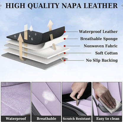 Coverado Car Seat Covers, Seat Covers for Cars, Waterproof Leather Auto Seat Protectors, Leather Car Seat Cushion, Car Interiors Accessories Universal Fit for Most Cars - Image 8