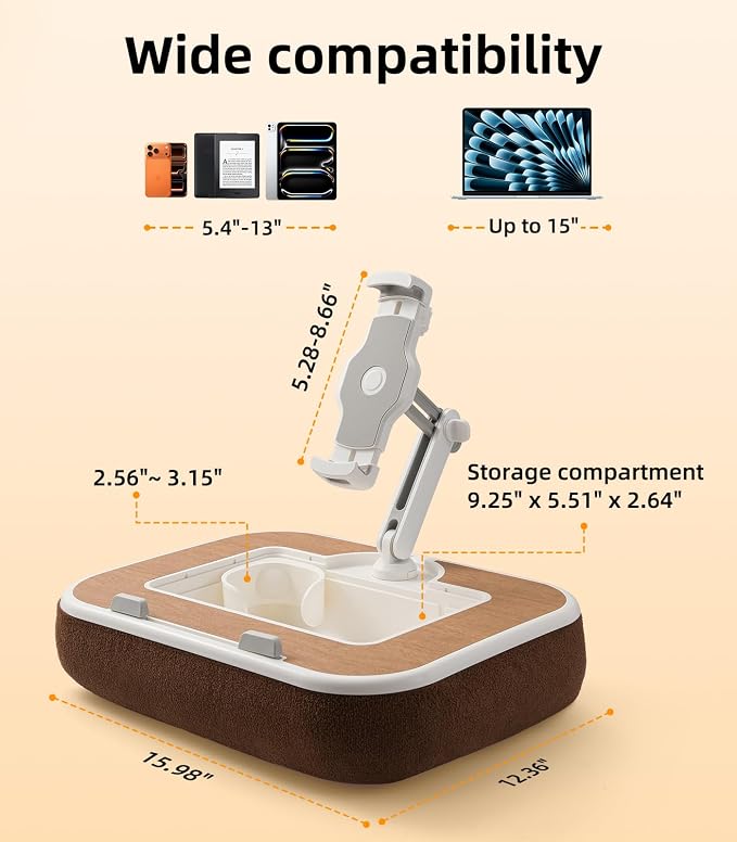 Car Seat Tray Pillow Stand, Laptop Lap Desk with Mouse Pad, Portable Food Tray with Tablet/Kindle Mount Holder, Front/Rear Seat Table for Office/Eating/Reading, Travel Essentials Accessories - Image 5