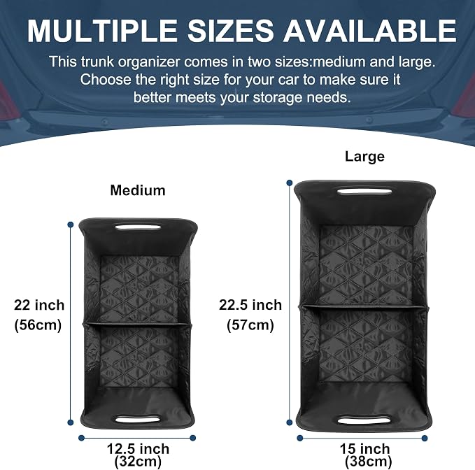 Deosk Car Trunk Organizer for SUV, Car Organizers and Storage with Reinforced Handles, Car Accessories for Women/Men 70L Waterproof Polyester Trunk Organizer(Large, Charcoal) - Image 3