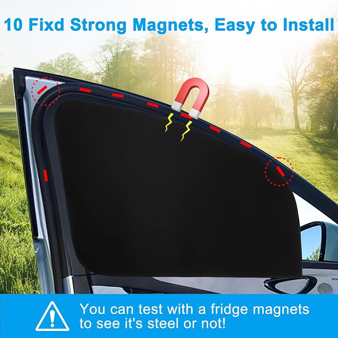 Ovege Car Window Shades 4pcs Magnetic -Side Window Sun Shade for Baby Car Privacy Curtain UV Protection－Front&Back 4pcs - Image 2