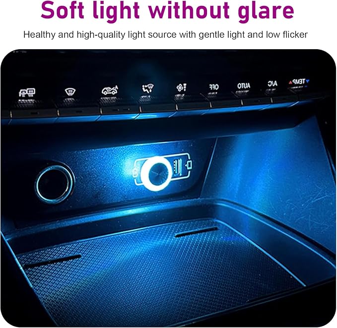 USB LED Car Interior Atmosphere Lamp, Mini Crystal Car LED Night Light, Plug-in Night Ambient Lighting, Universal USB Ambient Light for Cars SUVs Trucks RVs (Blue) - Image 5