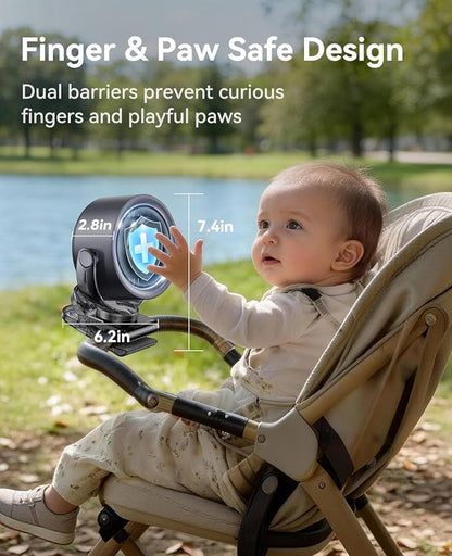 KIMMOO 4000mAh Rechargeable Portable Clip on Fan-100-Speed Touch Control, LED Display, 360° Rotate Quiet Turbo Desk Fan, Small Battery Operated USB Fan for Stroller Bed Travel Camping Golf Gym (Black) - Image 8