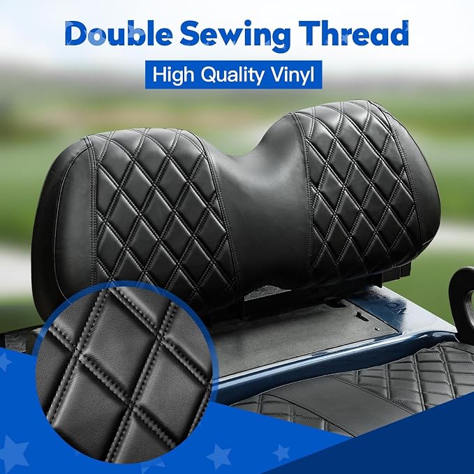 NOKINS Golf Cart Diamond Vinyl Seat Covers Fits Club Car Precedent 2004-UP | OEM Standard Front Seat Cushion,No Nails Required - Image 3