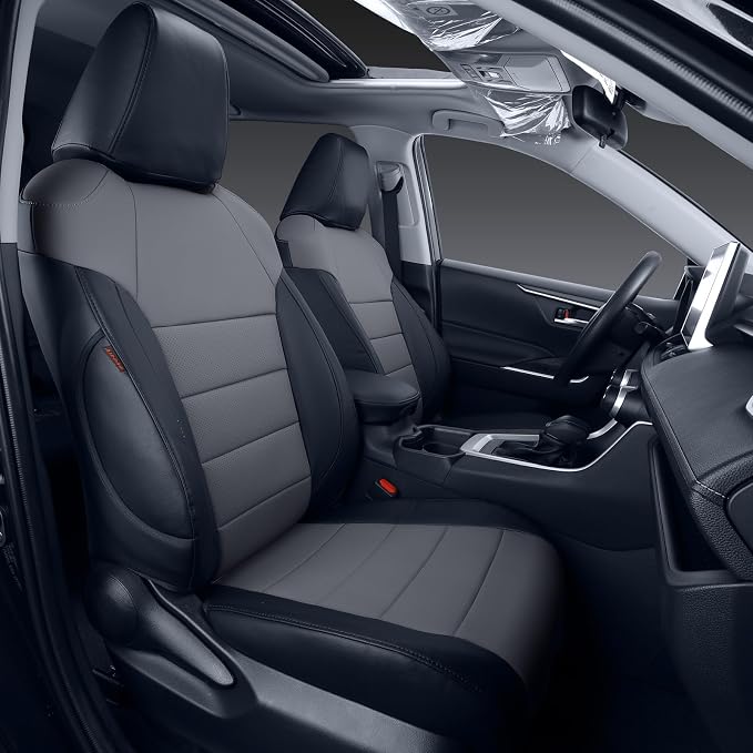 coverdream Corolla Leather Seat Covers Full Set for Toyota Corolla LE 2023 2024 2025 2026 Luxury Car Seat Covers,Fully Covered,Waterproof Car Seat Protector Cushion(Black/Gray) by Coverdream