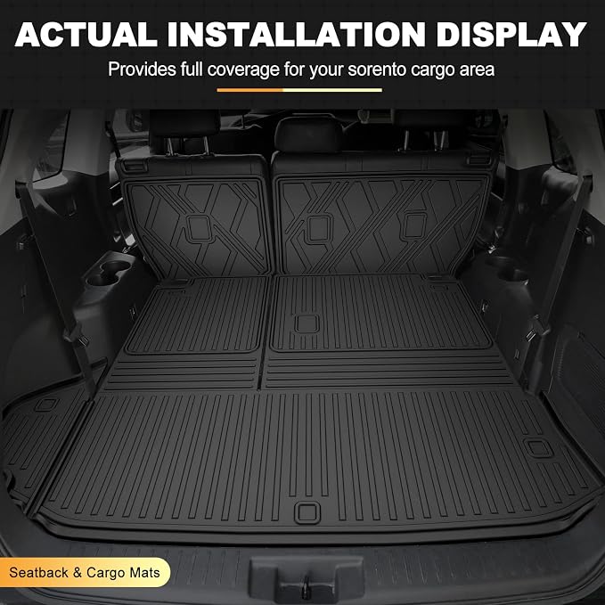 Floor Mats for Toyota Highlander 7-Seat 2020-2026 Cargo Mat Seat Back Mats | 7PCS. Laser-Measured Custom Fit. Odorless & Waterproof. All-Weather Protection. Easy to Clean. 2-in-1 Cargo Liner. TPE - Image 4