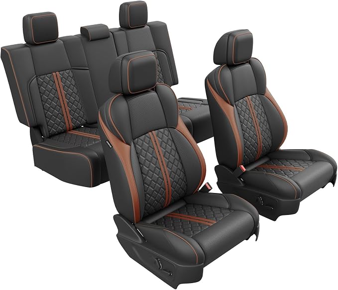 RIDEPOSH Custom Leather Seat Covers for Toyota Tacoma Double Cab 2024-2026 | full set, BKbrown, OEM fit, premium waterproof leather, anti-slip, extra pockets, long-term durability, airbag compatible - Image 7