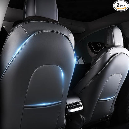 for Tesla Model Y 3 S X (Juniper & Highland Included) Seat Back Kick Protectors for Kids Kick Mats Leather Back Seat Cover Protect from Mud, Stains, Scratches, Set of 2 for Tesla Accessories by EVFITUS