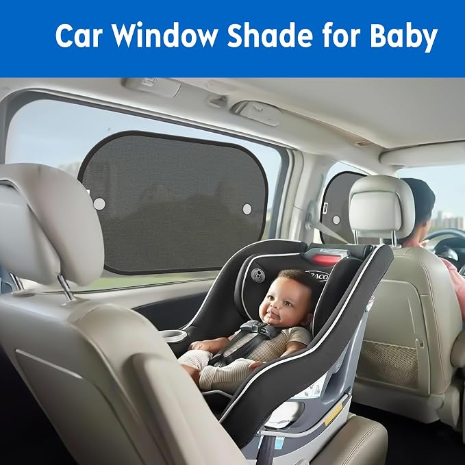 2026 New Upgrade Car Window Shades for Side Window(4 Pack),Car Window Shade for Baby with 8 Suction Cups,Sun Shade Side Window Can Blocks 99.98% UVR,Sun Shade for Window - Image 3