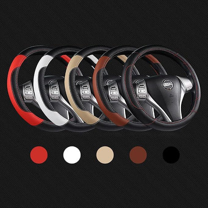 Leather Car Steering Wheel Cover, Universal Fit for Most Cars, Black | Microfiber Leather,Non-Slip Breathable Auto Steering Wheel Protector - Image 7