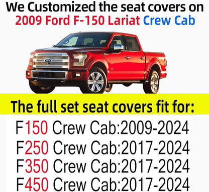 Rear Car Seat Covers for Ford F150 F250 F350 F450 Crew Cab (Black) | Custom Fit 2009-2026 F150 XLT STX XL Supercrew, 2017-2026 F250 F350 F450 Super Duty Truck Pickup Lariat, Waterproof Leather - Image 3