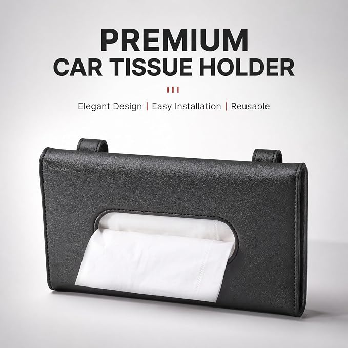 2 Pack Car Tissue Holder - Automotive Visor Tissue Interior Accessories for Truck SUV Van Black - Image 2