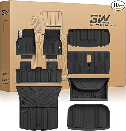 3W 10PCS Floor Mats for Tesla New Model Y 2025-2026 Only Standard | TPE All Weather Floor Liner, Trunk Mat, Seat Back Cover Protector, Cargo Liners, Model Y Accseeories(Not Premium/Performance) by 3W
