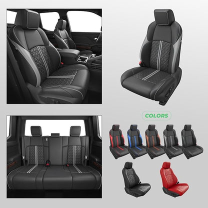 RIDEPOSH Custom Leather Seat Covers for Toyota Tacoma Double Cab 2024-2026 | full set, BKgray, OEM fit, premium waterproof leather, anti-slip, extra pockets, long-term durability, airbag compatible - Image 8