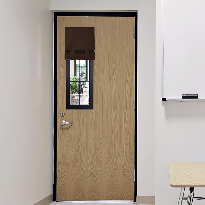RYB HOME Front Door Window Covering Tie Up Small Sidelight Curtain Blackout | No Drill, Privacy Office Classroom Door Window Shade, Adhesive Rv Travel Curtains Portable Insulated,W12 x L40, Grey, 1 Panel by RYBHOME