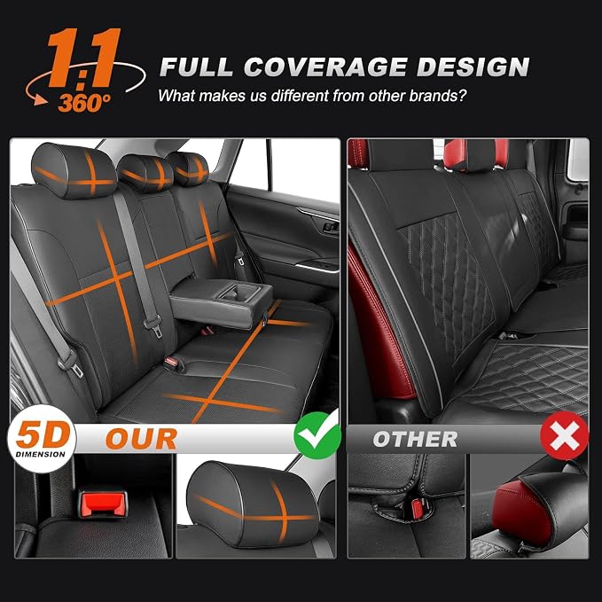 Custom Seat Covers for Toyota RAV4 Hybrid 2019-2025 | Fit SE&XSE Hybrid and Prime-Full Set Waterproof Faux Leather Car Seat Protectors (Black) - Image 6