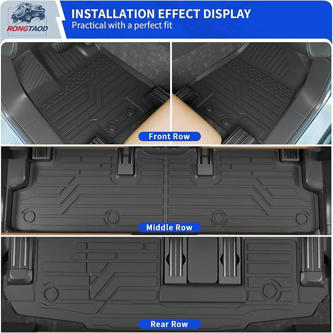 Rongtaod Floor Mats Set for 2022-2025 2026 Nissan Pathfinder 7&8 Seats | Cargo Liner Cargo Mat Trunk Mat TPE All Weather Back Seat Cover Protector 2024 Pathfinder Accessories - Image 2