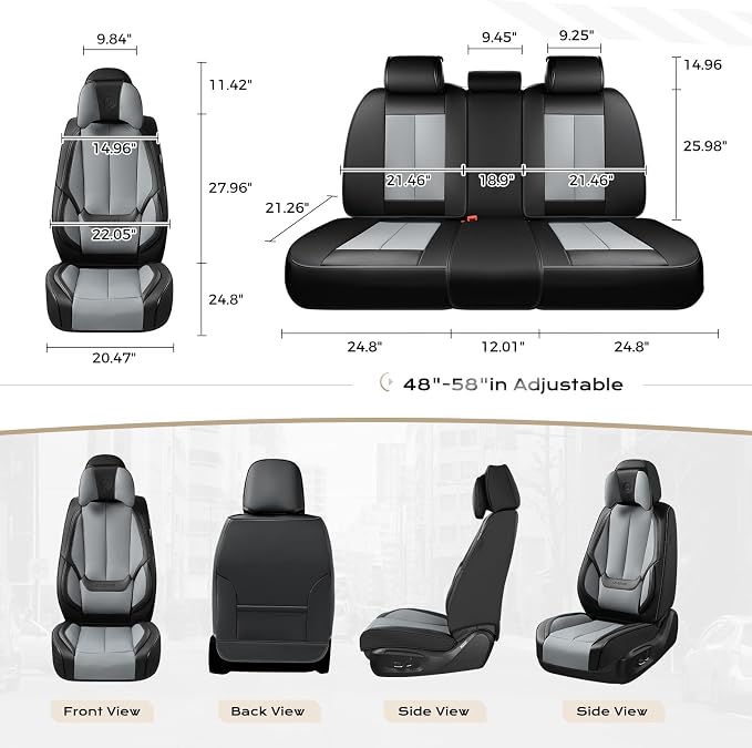 Coverado Car Seat Covers, Seat Covers for Cars, Waterproof Leather Auto Seat Protectors, Leather Car Seat Cushion, Car Interiors Accessories Universal Fit for Most Cars - Image 4