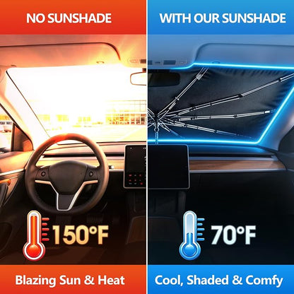 Windshield Sun Shade Car Umbrella, Protection for Travel & Outdoor Use | Foldable Umbrella Sunshade for Car Windshield, Blocks UV Rays & Insulates Heat, Universal for Sedans, SUVs, Trucks - Image 2