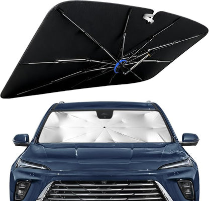 Windshield Sun Shade for Buick Enclave 2018-2026 with 360° Rotating Shaft | Custom Fit Umbrella Sunshade for UV Blocking, Interior Heat Protection, Easy Storage, UPF 50+ Cool Windshield Cover by Lonyaqui