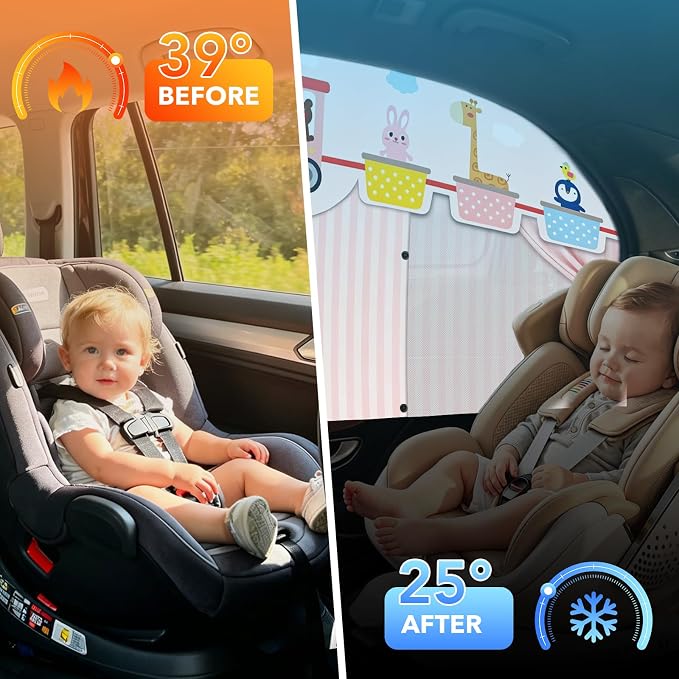 LEIWOOR 2-Pack Magnetic 2 Layers UV Protection Car Window Shades for Baby | Privacy full/half shade baby car window shades with curtain header breathable heat block back curtain for truck van sedan SUV - Image 5
