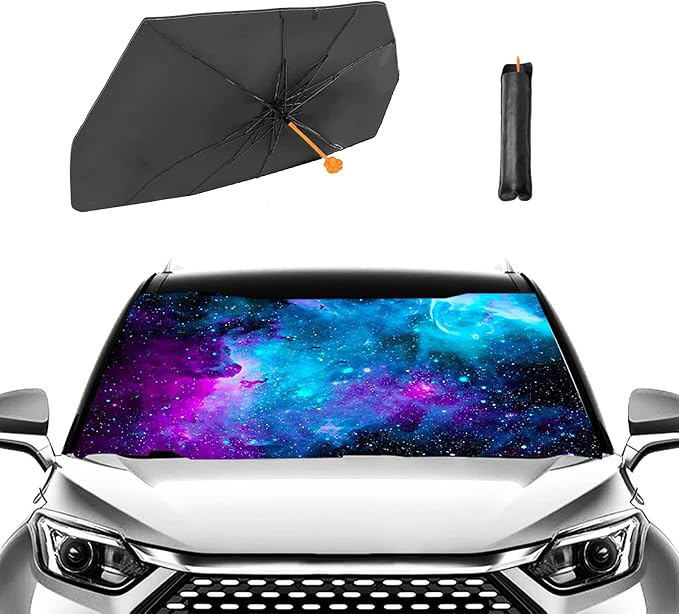 Purple Starry Nights Car Windshield Sun Shade Umbrella - 57" x 31" Funny Car Umbrella Sun Shade Cover UV Rays & Heat Sun by Unknown