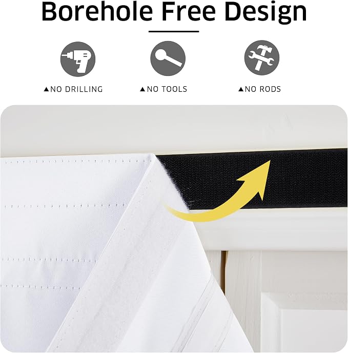 NICETOWN White Magnetic Blackout Door Blinds, No Drill No Tools Door Shade | Thermal Insulated Door Window Cover for French Door, Roman Curtains for Light Conrol, 24" W x 72" L, 1 Panel - Image 3
