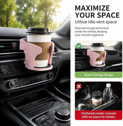 Car Air Vent Cup Holder, Clip On Dash Vent Hanging Drink Holder Expander, Auto Interior Air Conditioning Portable Storage Holder for Horizontal Blade, Universal for Most Cars (Pink) - Image 4