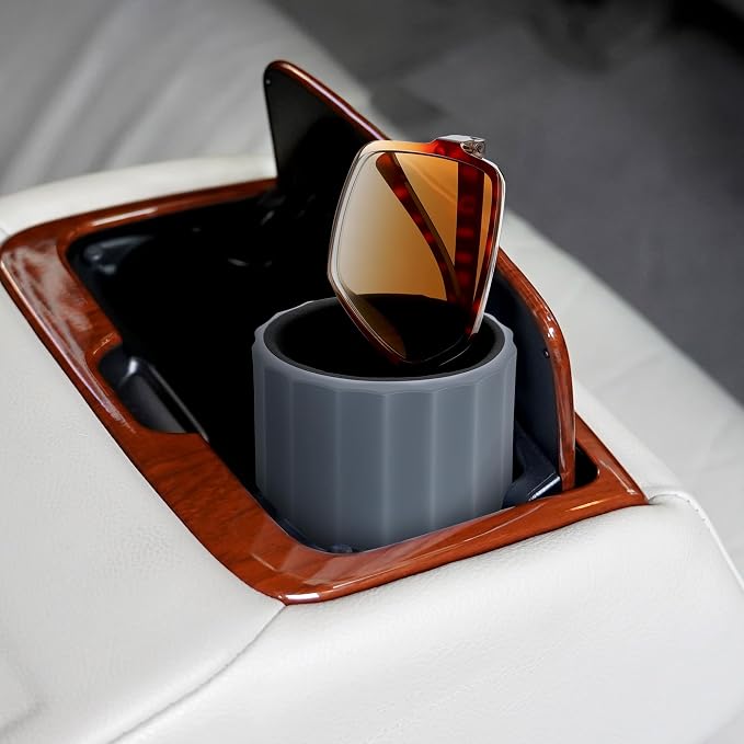 Car Cup Holder Sunglasses Stand, Extra Large Grey Soft Silicone Eyewear Organizer with Plush Lined, Sun Shades Easy Access Storage, Scratch Protection - Image 6