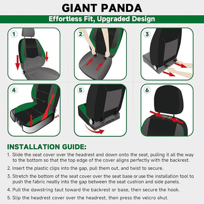 GIANT PANDA Waterproof Neoprene 2 Pack Front Car Seat Covers Custom Fit Chevy Silverado & GMC Sierra 1500 2500 3500 2007-2026 Crew Extended Double Cab Trucks, Leak-Proof Wetsuit (Black) - Image 9
