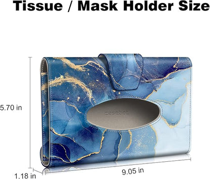 CaseBot Car Visor Tissue Holder, Sun Visor Napkin Holder, Mask Holder, PU Leather Backseat Tissue Box for Truck SUV, Ocean Marble - Image 5