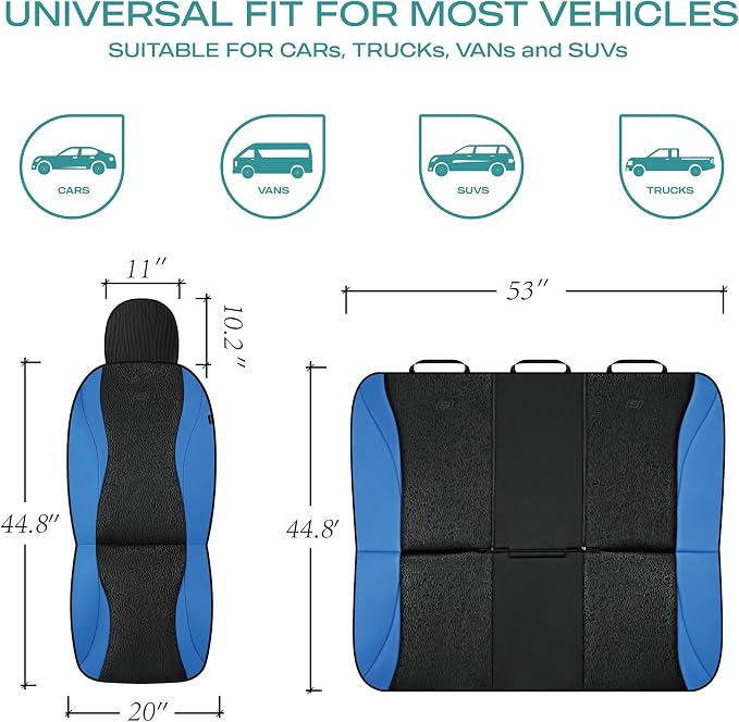 Skechers Car Seat Covers,Leather Seat Covers with GOGA Mat Technology,Waterproof Car Seat Covers Full Sets,Airbag Compatible,Comfort Universal Fit for Most Cars,Vans,Trucks,SUVs,Blue - Image 6
