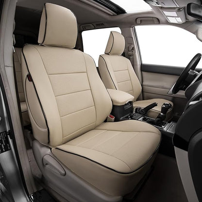EKR Car Seat Covers Custom Fit for Toyota 4Runner(7 Seats) Full Set | for Toyota 4 Runner 2025-2026 Seat Covers for SUV,Full Wrap,Airbag Compatible,Waterproof Pet-resistant,Faux Leather(Beige) by EKR