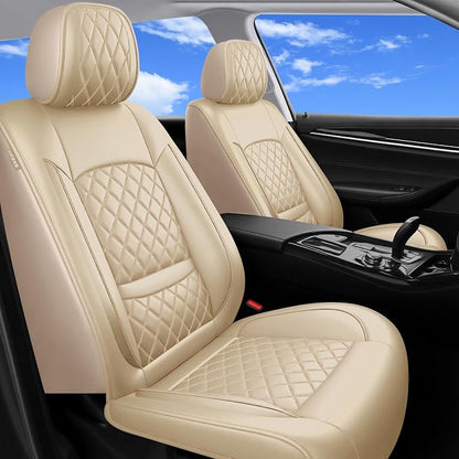 for Subaru WRX 2015-2025 2026 Car Seat Covers, Full Set, Beige | Luxury Full Coverage Leather Seat Protectors, Waterproof Breathable, Non-Slip, Easy to Install, Airbag Compatible, All-Season by Unknown