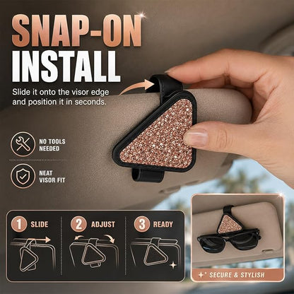 2PCS Magnetic Sunglass Holder for Car Visor, PU Leather Automotive Sun Visor Eyeglasses Hanger Clip, Vehicle Interior Ticket Card Organizer Mount Accessories for SUV Pickup Truck(Rosegold) - Image 5