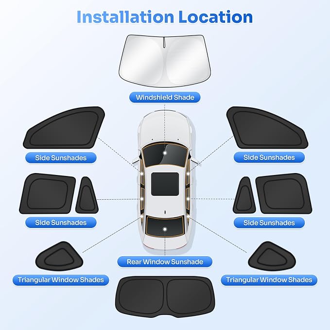 Canvcle Window Shades for 2016-2022 BMW X1 F48 Accessories Windshield Sun Shade Side Rear Window Cover Sunshade Sun Visor Shield Privacy Protection for Camping Keep Vehicle Cool Black 10PCS - Image 5