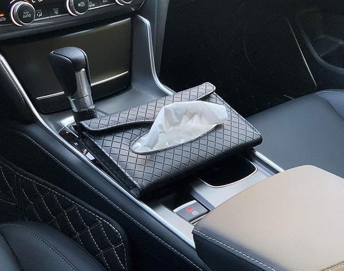 Car Tissue Holder, Sun Visor Tissue Holder, Car Visor Napkin Holder, PU Leather Backseat Tissue Case for Auto/Truck (Black) - Image 6