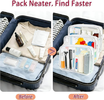 6 Pcs Large Clear Makeup Bags, TSA Approved Toiletry Bags for Travel, Waterproof Clear Pouches with Zipper, Plastic Cosmetic Organizer Case for Women Men Vacation Bathroom Essentials (White Large) - Image 8