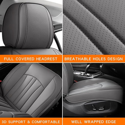 MINGBRON Car Seat Covers Front Seats, Comfortable Leather Car Seat Covers, Waterproof Front Seat Covers for Cars, Luxury Automotive Seat Protecor Covers for Most Sedans SUV Pick-up Truck (Gray) - Image 6
