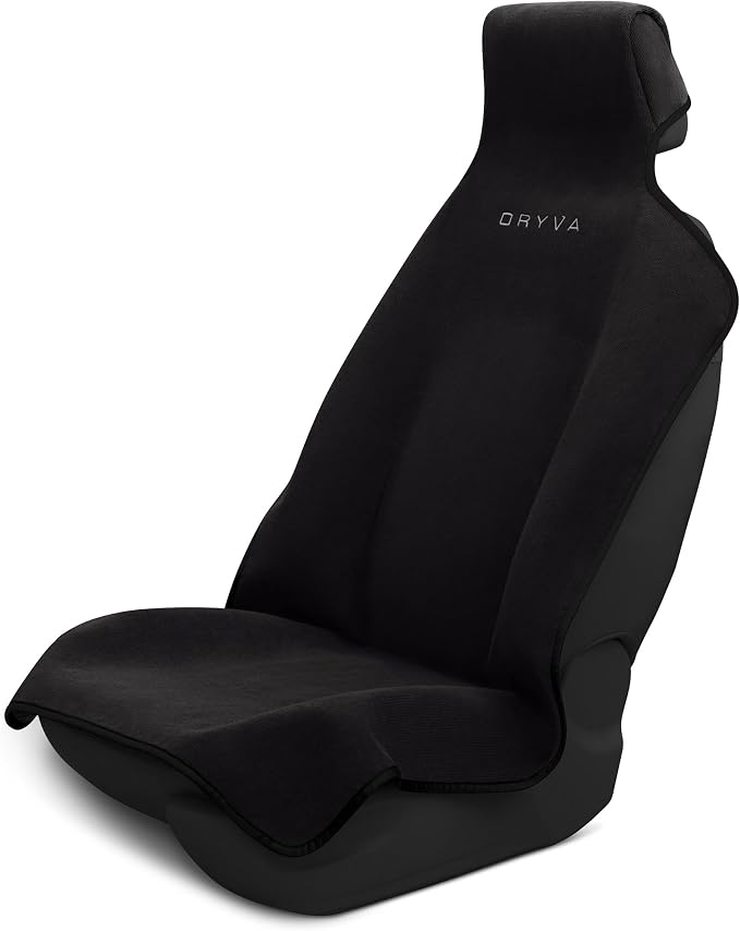DryvaSeat - Premium Microfiber Towel Car Seat Cover - Waterproof & Sweatproof - Universal Fit, Machine Washable, Non-Slip - Seat Protector for Car, Truck, SUV, Van (Shadow Black, 1 Pack) by Dryva