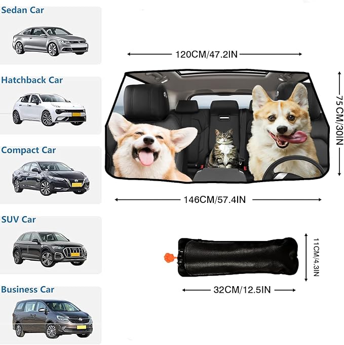 Socira Pet Dog Cat Custom Windshield Sun Shade Custom Fit Umbrella | Foldable Personalized Car Visor Umbrella Customized Sun Shade Cover Sunshade Front Window Cover Car Accessories 57" X 30" - Image 4