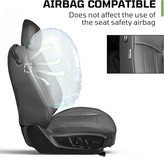 Custom Leather Car Seat Covers for Ford Mustang 2015-2023 Coupe,Black | Full Coverage Waterproof Car Seat Protector,Front & Rear Full Set,Split Backrest Compatible,Wear-Resistant,Airbag Compatible - Image 2