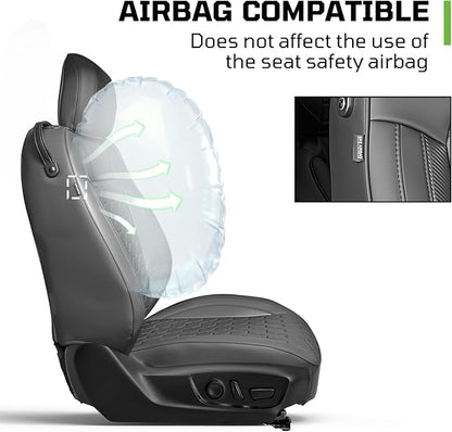 Custom Leather Car Seat Covers for Ford Mustang 2015-2023 Coupe,Black | Full Coverage Waterproof Car Seat Protector,Front & Rear Full Set,Split Backrest Compatible,Wear-Resistant,Airbag Compatible - Image 2