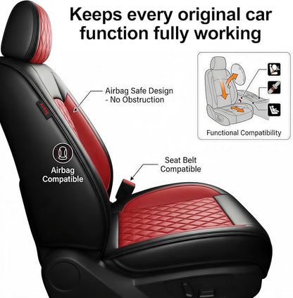 Fit Venza Car Seat Covers Compatible with Toyota Venza 2009-2020 - Waterproof Breathable Leather Seat Cushions Protector,Airbag Compatible,Only 2 Front seat Covers(Red) - Image 6